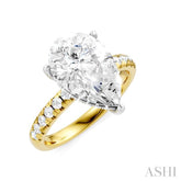 1/3 Ctw Pear Shape Round Cut Diamond Semi-Mount Engagement Ring in 14K Yellow and White Gold